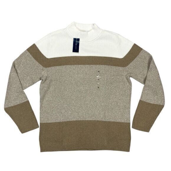 Karen Scott Colorblock Mock Neck Sweater Womens Sz XL Brown Casual Pullover New - Picture 2 of 16
